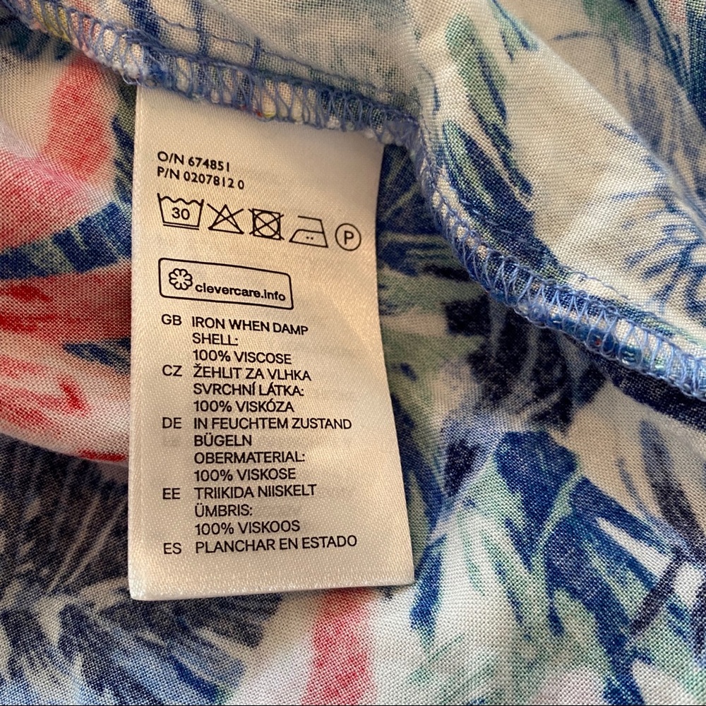 Floral Fit-and-Flare Short Sleeve Dress - Blue & Pink - Picture 6 of 6